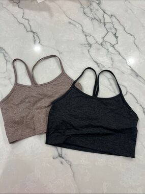 2 Aerie Offline The Hugger Racerback Spaghetti Strap Sports Shelf Bra Top